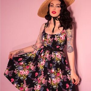 Vixen by Micheline Pitt Black Floral Ingenue Dress 2xl